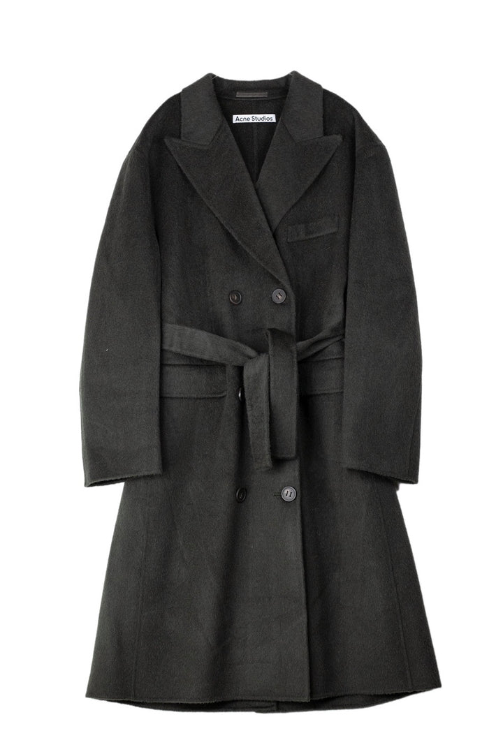 ACNE STUDIOS Double-breasted Belted Coat Charcoal Grey - Dale