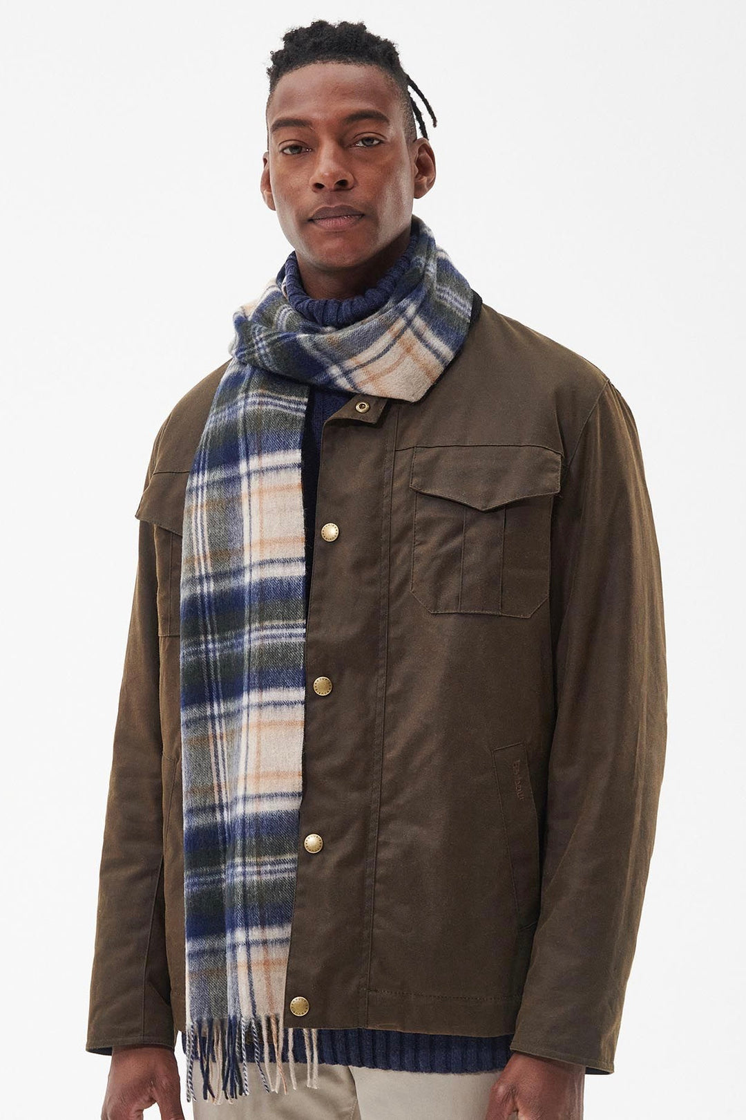 BARBOUR New Check Tartan Scarf Sand Beige Plaid - Dale