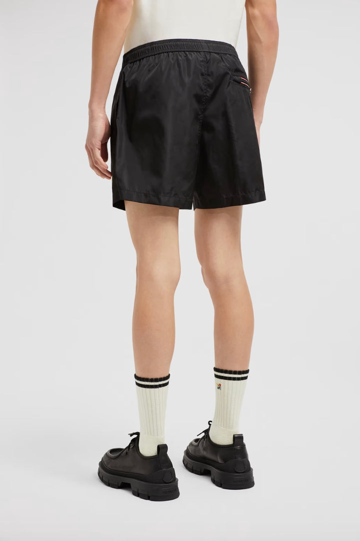 MONCLER Logo Patch Swim Shorts Black - Dale