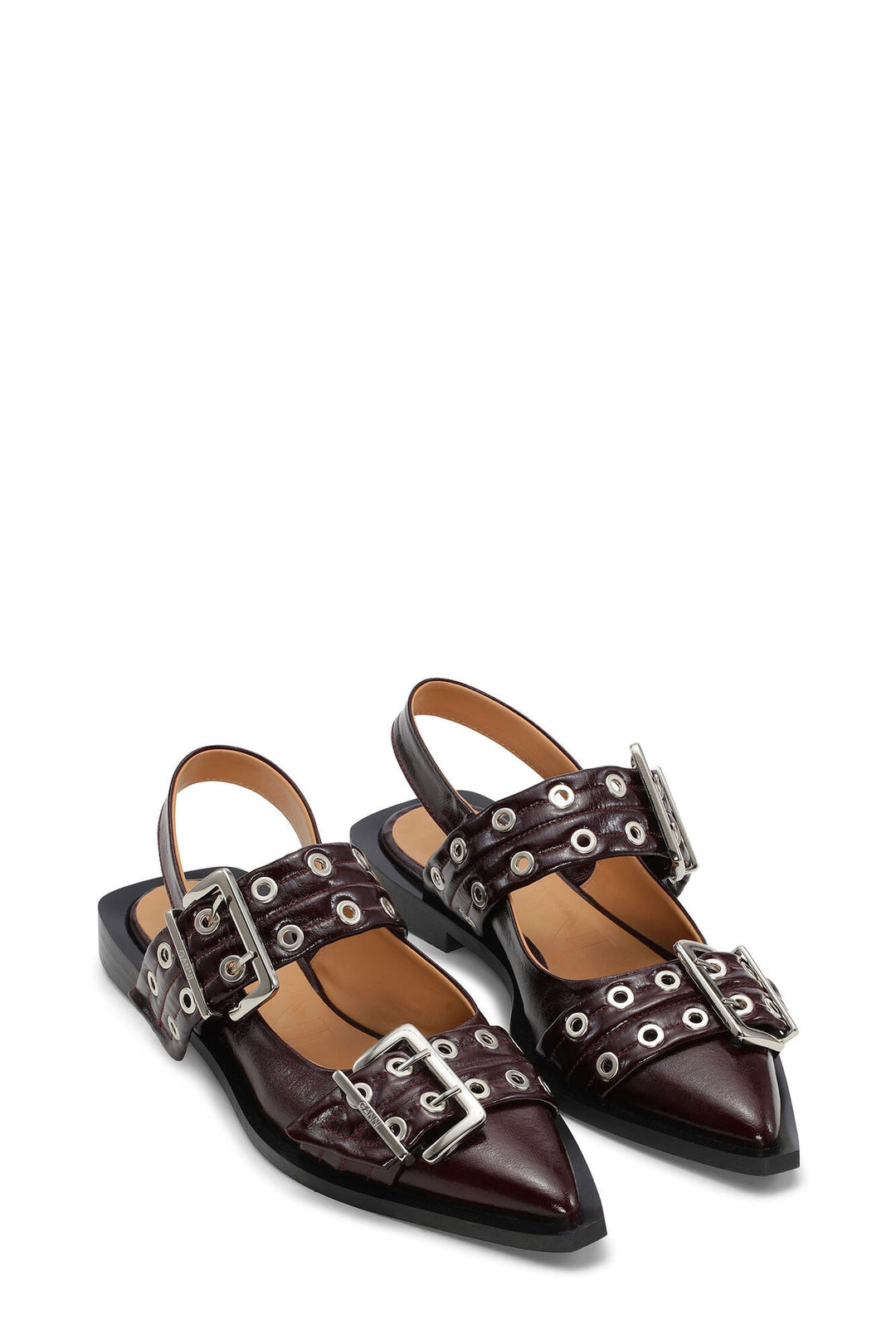 GANNI Feminine Buckle Ballerina Burgundy - Dale