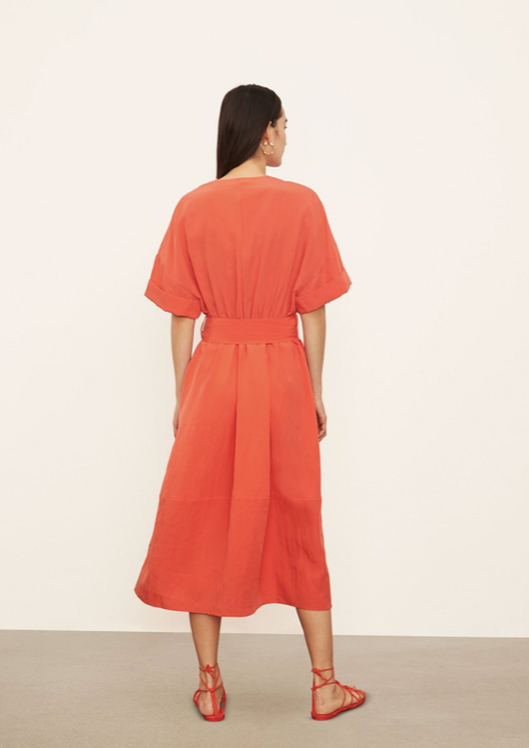 VINCE CUFFED S/S V-NECK DRESS - Dale