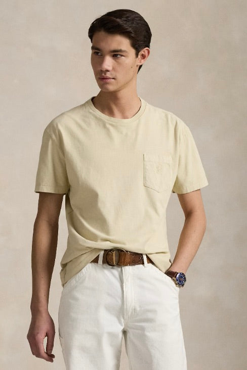 POLO RALPH LAUREN Custom Slim Mineral-Dyed Pocket T-Shirt Natural - Dale