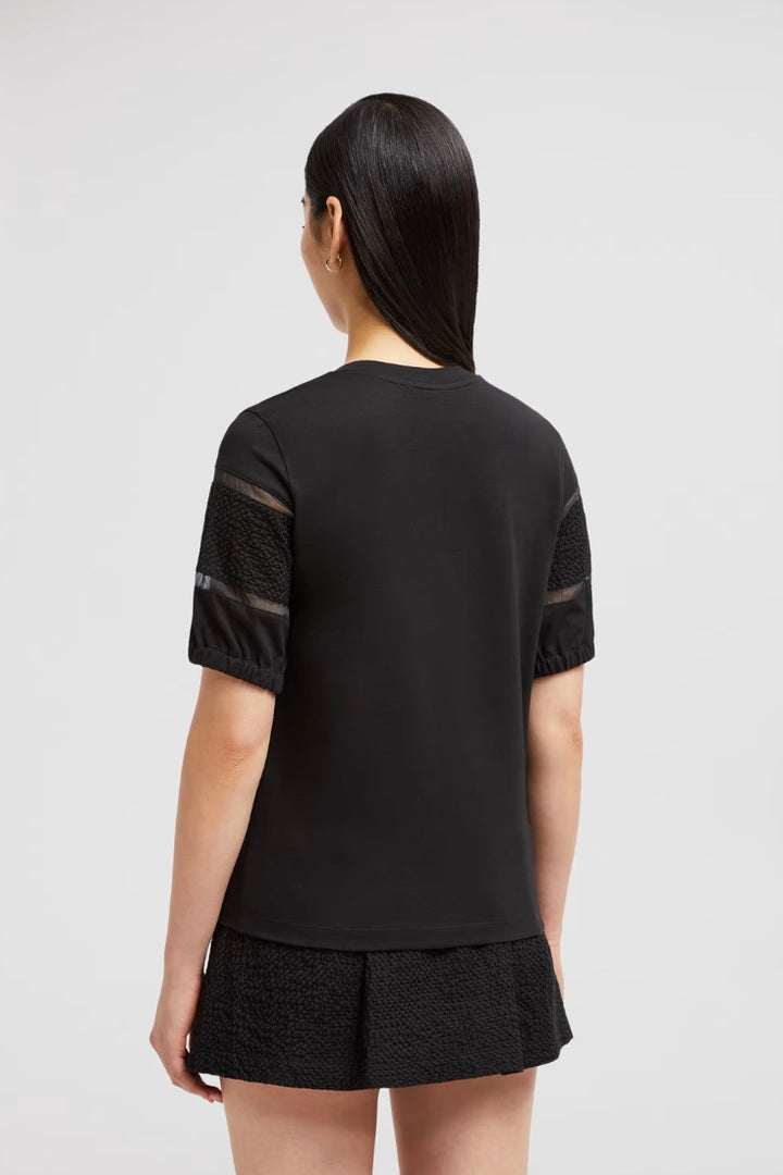 MONCLER Silk Trim Cotton T-Shirt Black - Dale