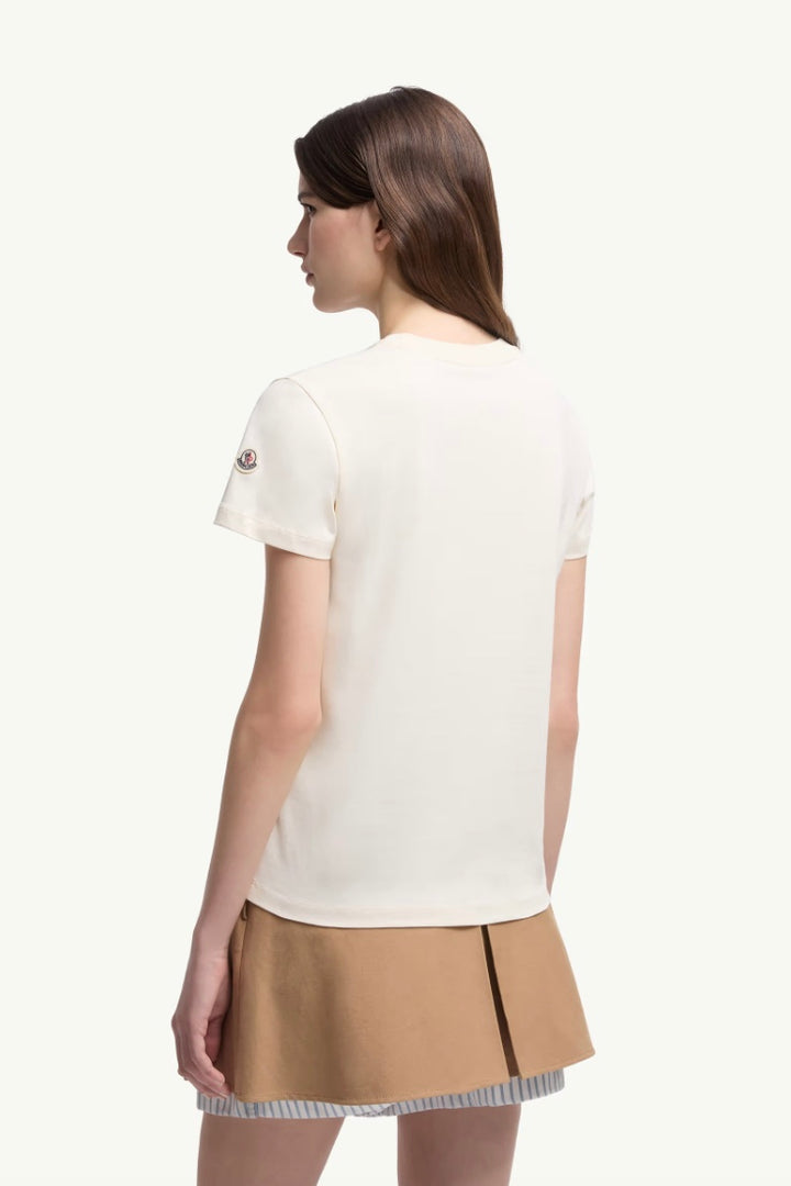MONCLER Embroidered Tonal Logo Cotton T-Shirt White - Dale
