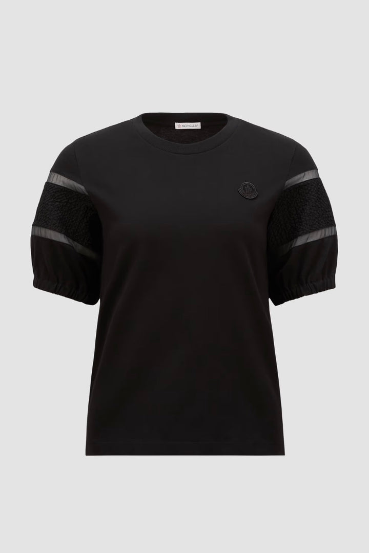 MONCLER Silk Trim Cotton T-Shirt Black - Dale