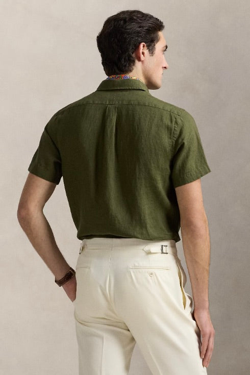 POLO RALPH LAUREN Custom Fit Linen Shirt New Olive - Dale