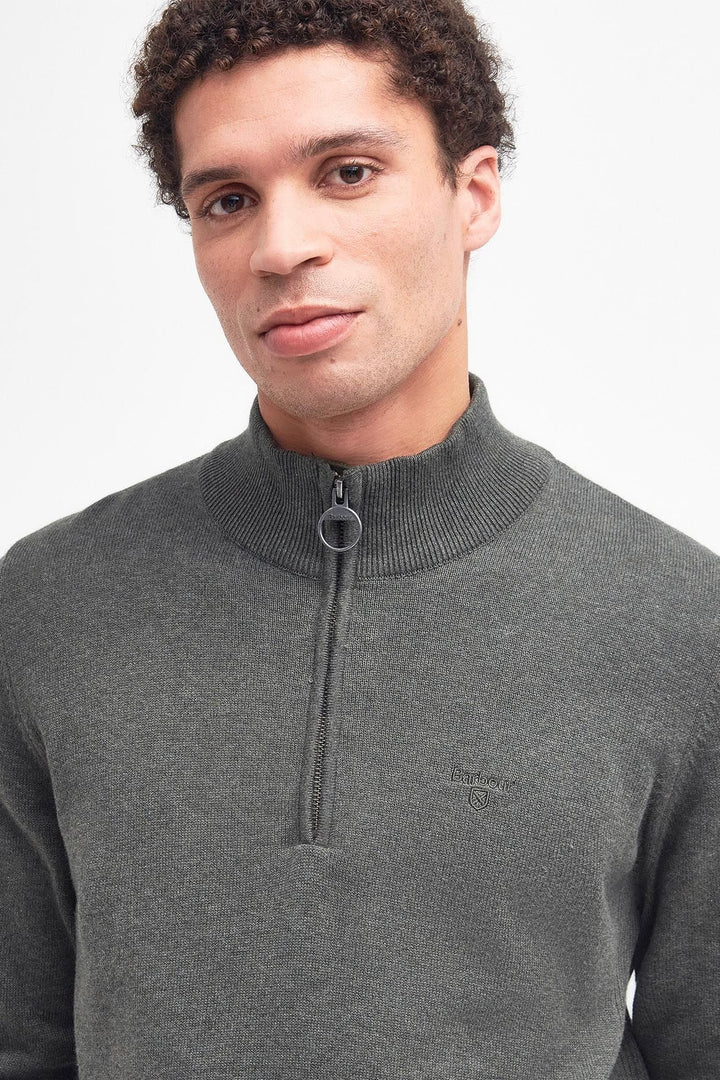 BARBOUR Cotton Half-Zip Olive Marl - Dale