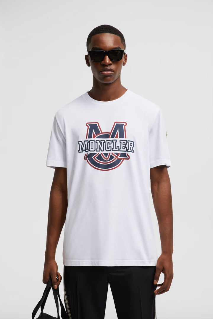 MONCLER Varsity Logo Motif T-Shirt White - Dale