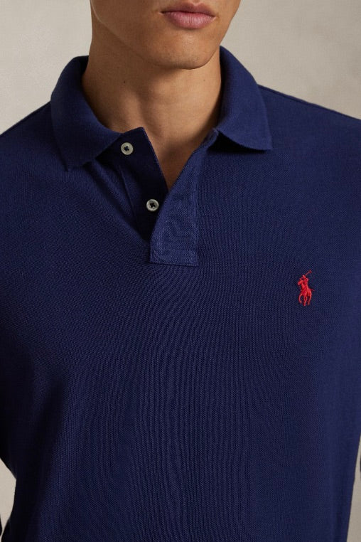 Custom Slim Fit Mesh Polo Shirt Newport Navy