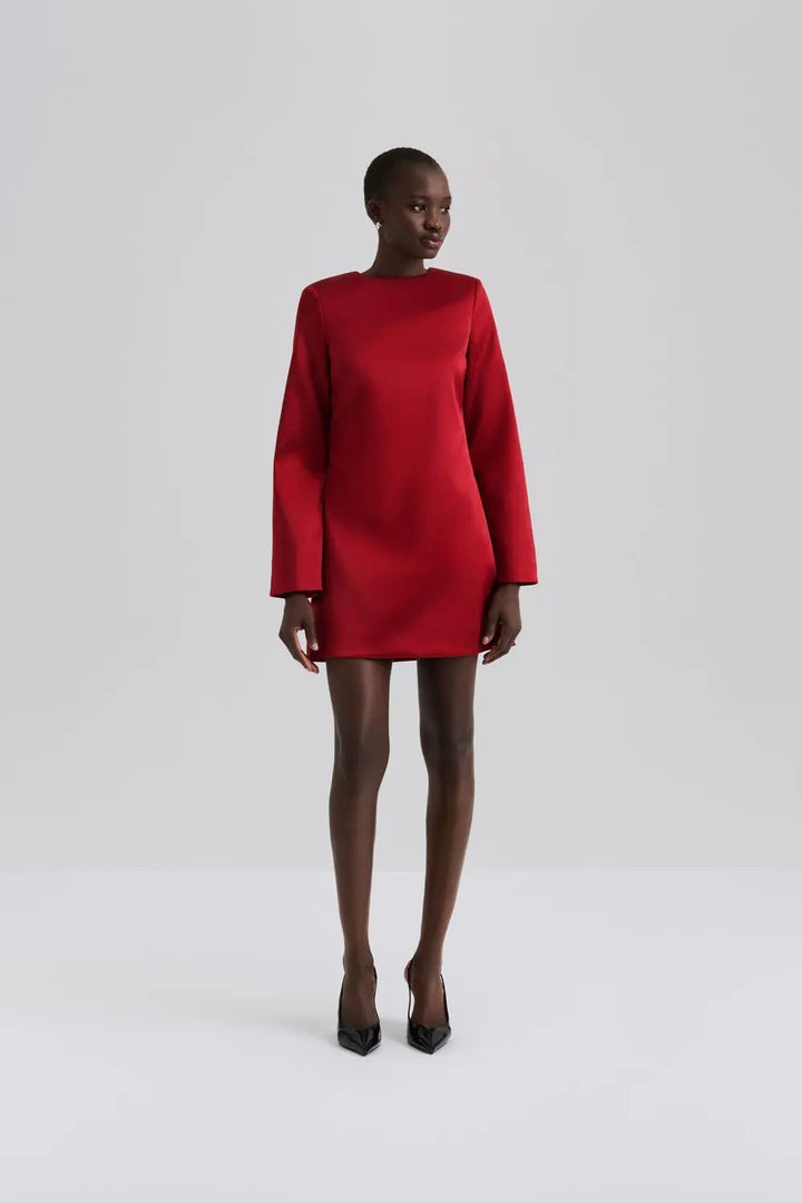 Elna Bow Detailed Mini Dress Deep Red