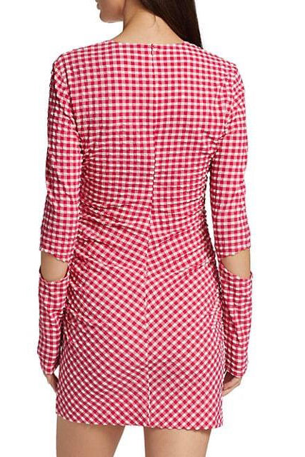 GANNI Stretch Seersucker Cutout Mini Dress - Dale