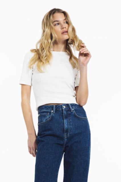 CAMILLA PIHL DENIM PIPPA RIB TEE ECRU - Dale