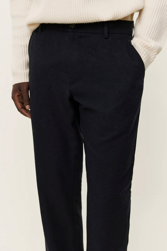 LES DEUX Como Reg Wool Suit Pants Dark Navy Melange - Dale