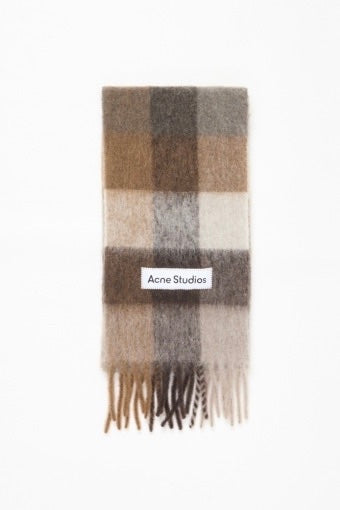 ACNE STUDIOS Mohair Checked Scarf Dark Brown/White/Brown - Dale