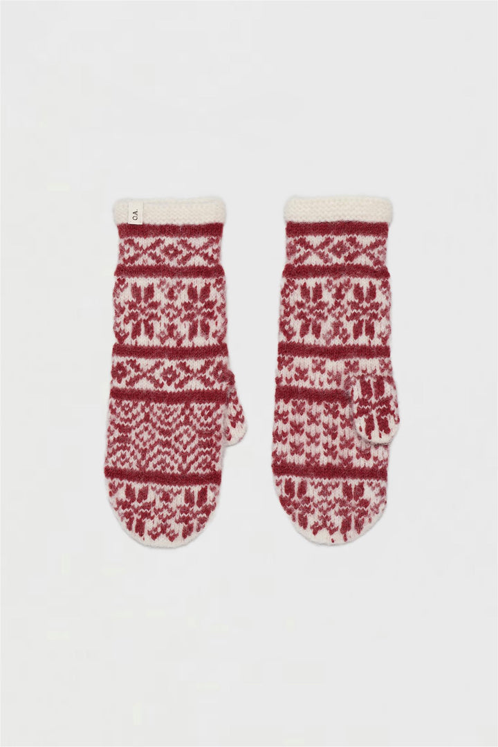 O.A.D O. A. Devold Mittens White/Red - Dale