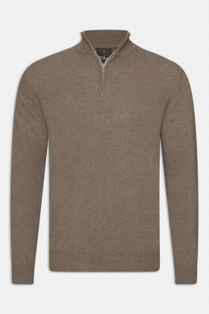 OSCAR JACOBSON Patton Half Zip Walnut Beige - Dale