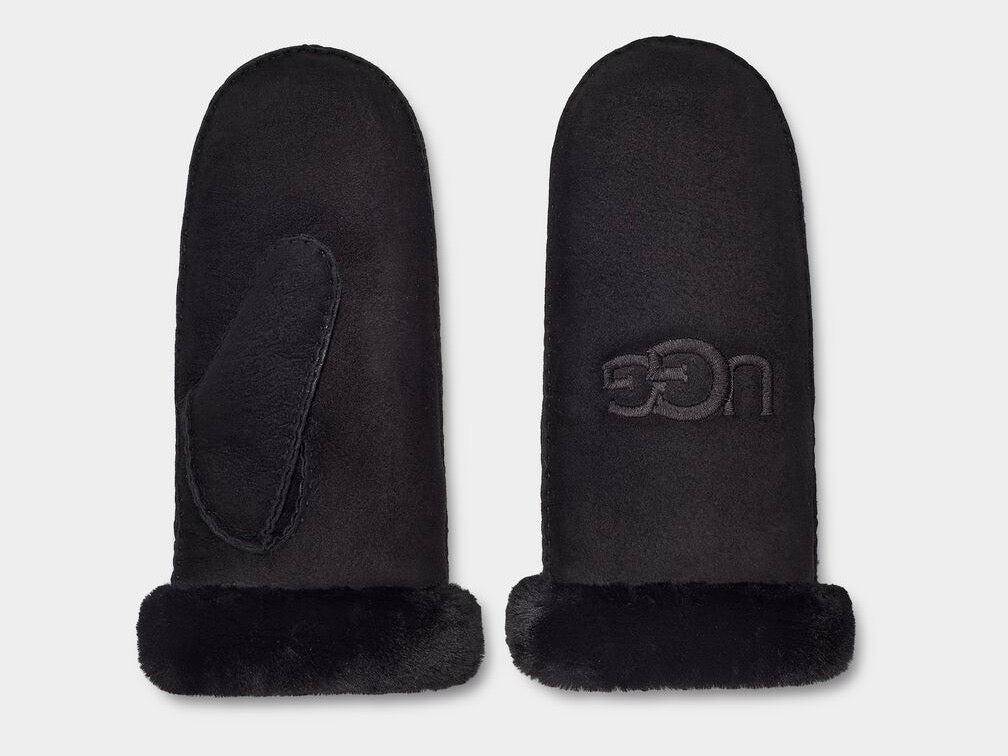 UGG W Shearling Sheepskin Embroidered Mitten Black - Dale