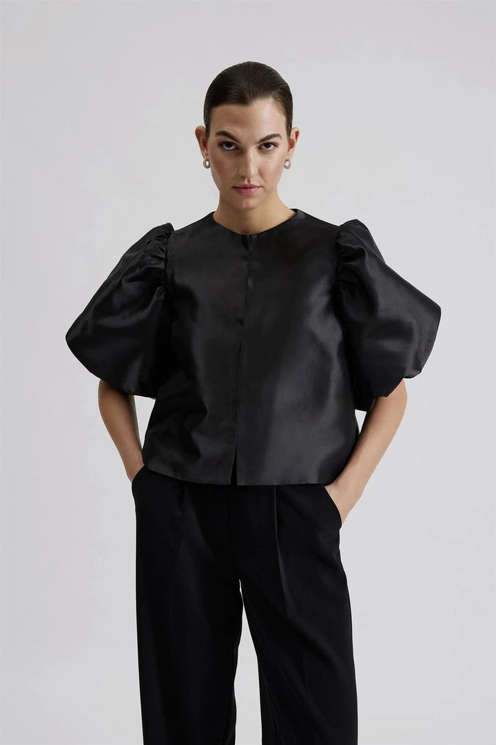 BY MALINA Cleo Pouf Sleeve Blouse Black - Dale