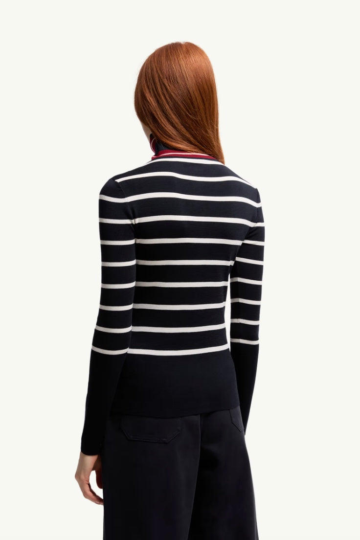 MONCLER Striped Wool Polo Neck Jumper - Dale