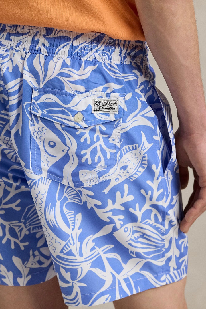 POLO RALPH LAUREN Traveler Classic Swim Trunk Fish Coral Light Blue - Dale