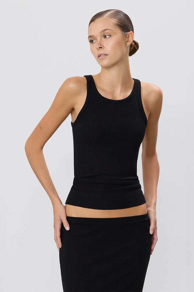 ETERNE High Neck Fitted Tank Black - Dale
