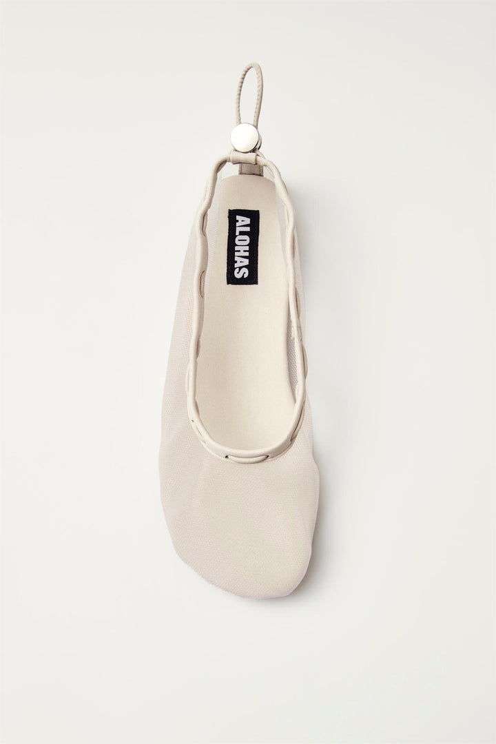 ALOHAS Gill Mesh White Leather Ballet Flats - Dale