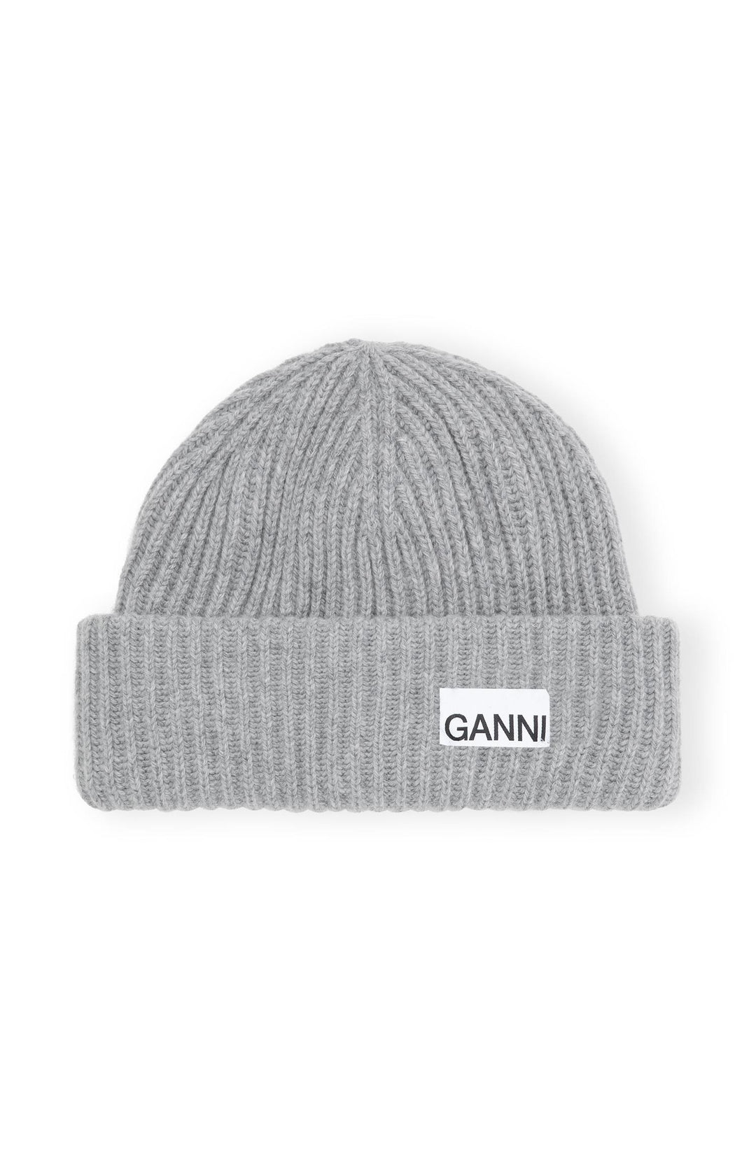 GANNI Oversized Wool Rib Beanie Paloma Melange - Dale
