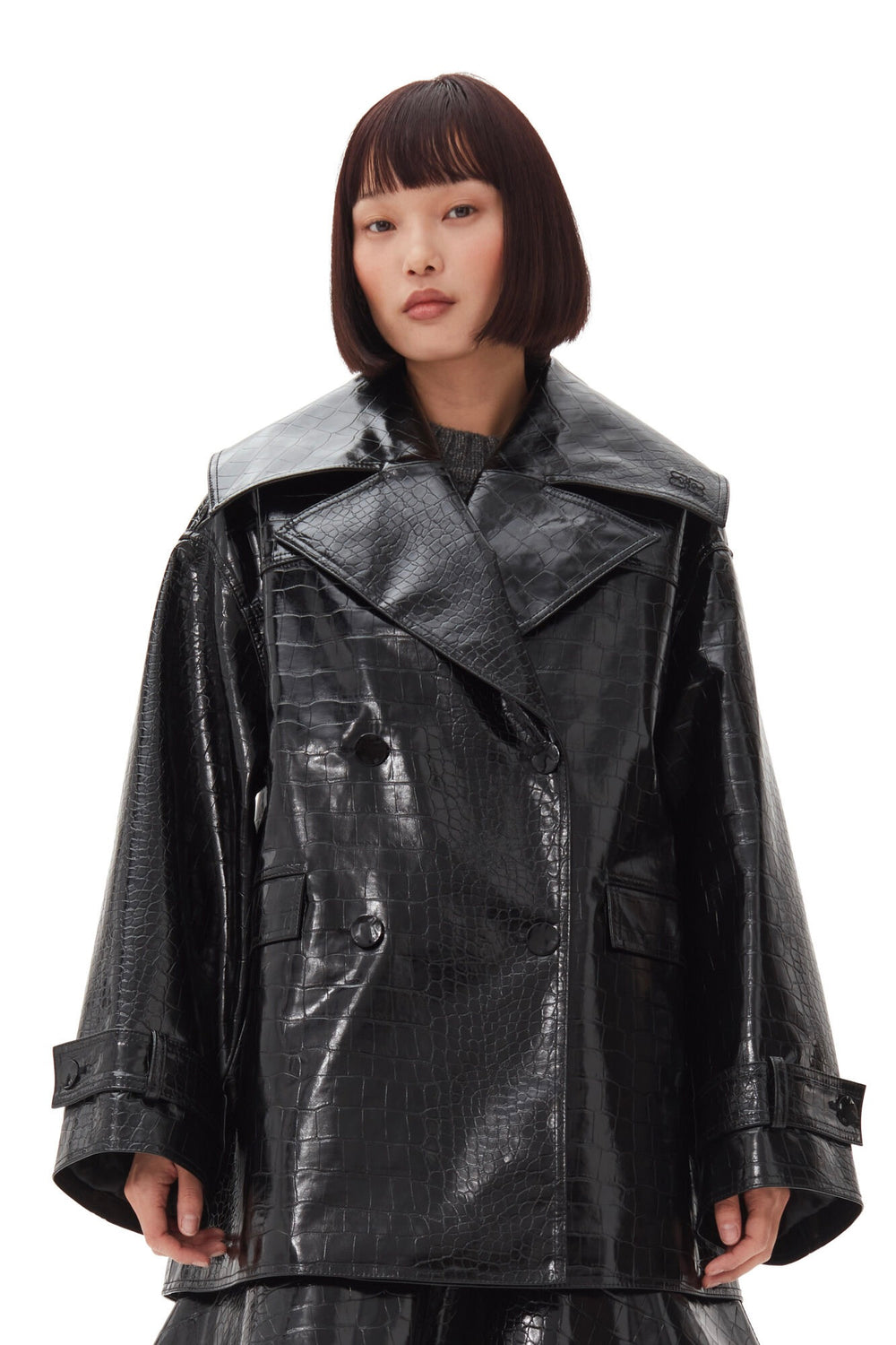 GANNI Future Coated Double Breasted Midi Jacket - Dale