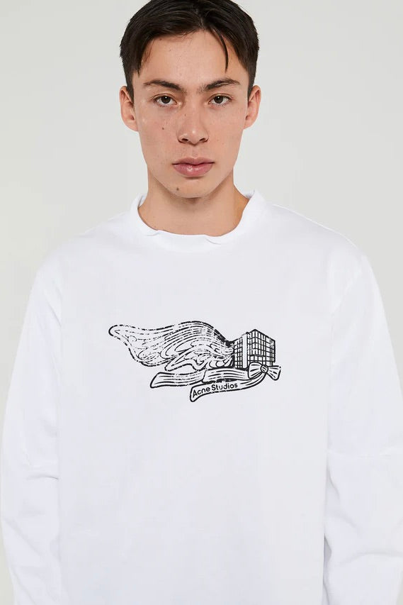 ACNE STUDIOS Long Sleeve T-Shirt with Print Optic White - Dale