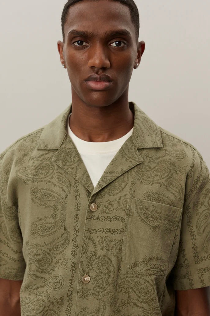 LES DEUX Lesley Paisley SS Shirt - Surplus Green - Dale