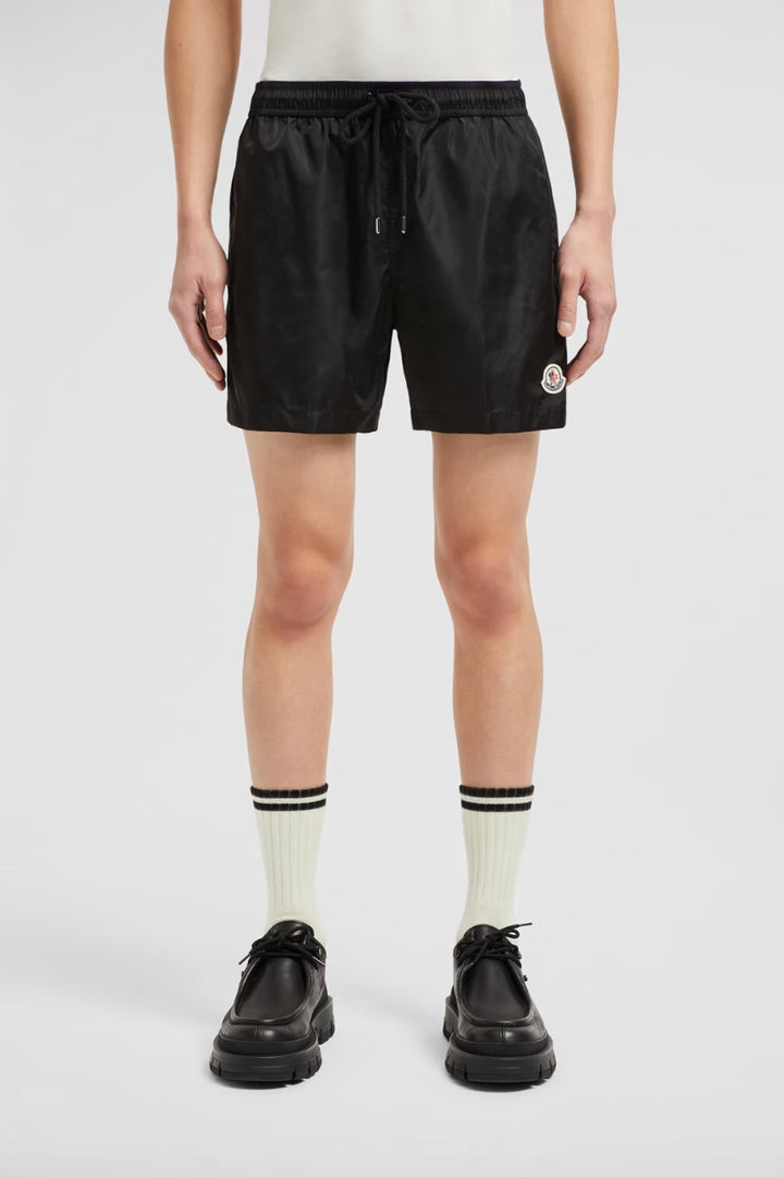 MONCLER Logo Patch Swim Shorts Black - Dale