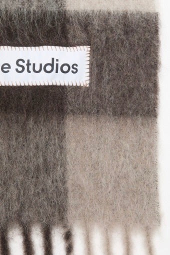 ACNE STUDIOS Mohair Checked Scarf Dark Brown/White/Brown - Dale