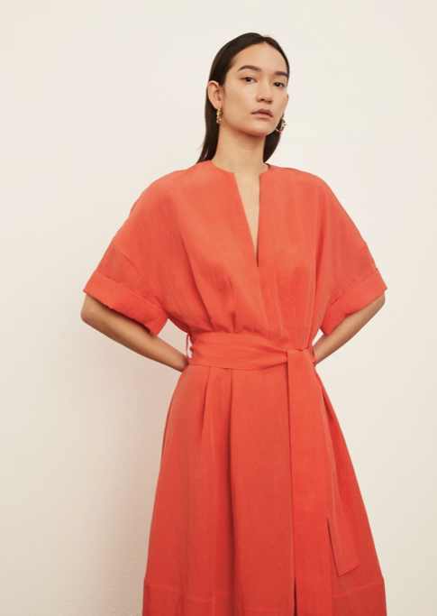 VINCE CUFFED S/S V-NECK DRESS - Dale