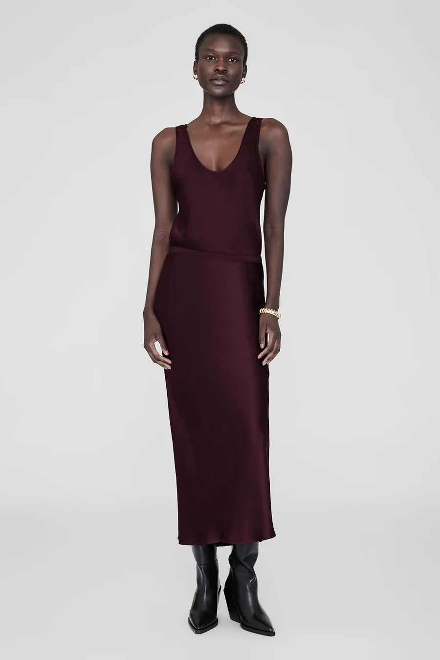 ANINE BING Bar Silk Skirt Bordeaux - Dale