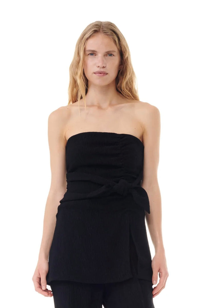 GANNI Viscose Stretch Crepe Strapless Top - Dale