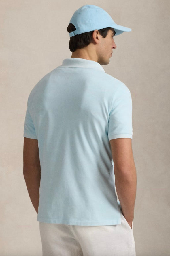 POLO RALPH LAUREN Custom Slim Mineral-Dyed Mesh Polo Shirt Sky - Dale
