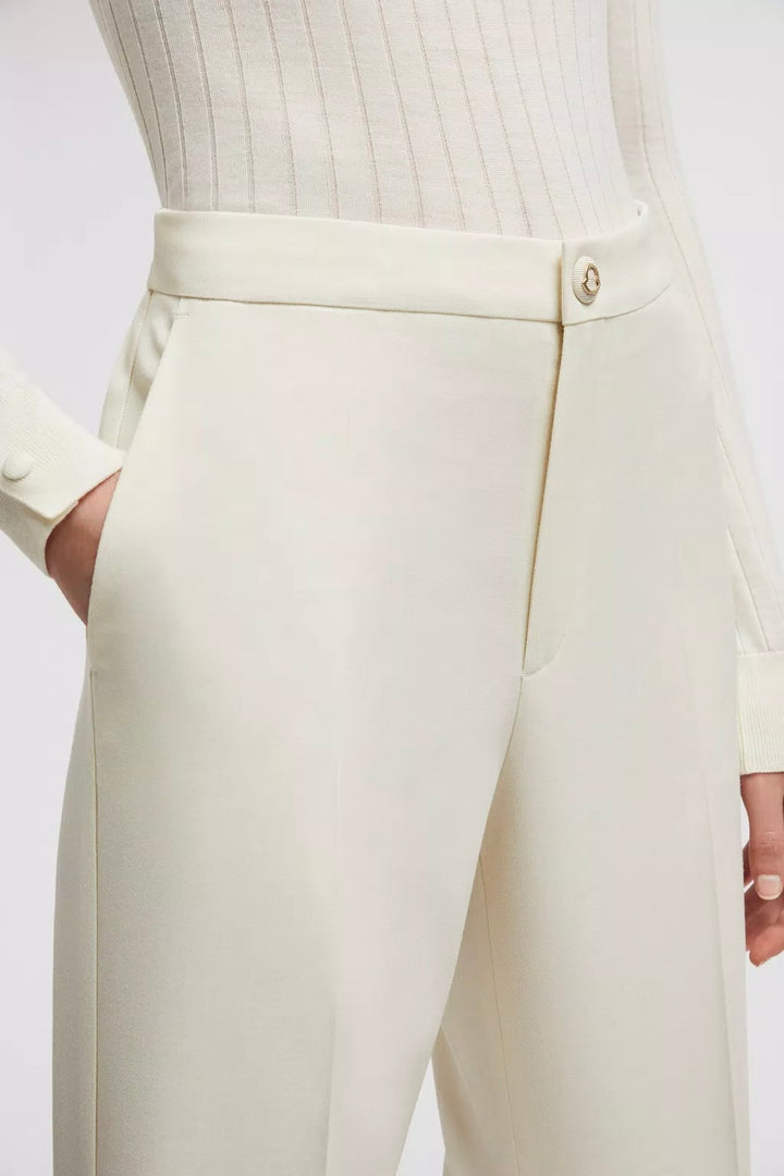 MONCLER Wool Gabardine Trousers Cream - Dale