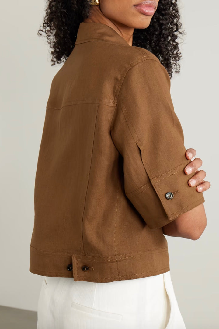 MAX MARA Rito Cropped Linen Shirt - Dale