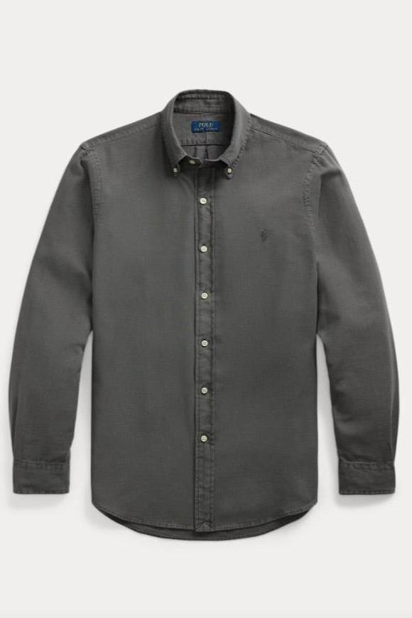 POLO RALPH LAUREN Custom Fit Garment-Dyed Dobby Shirt Dark Metal - Dale
