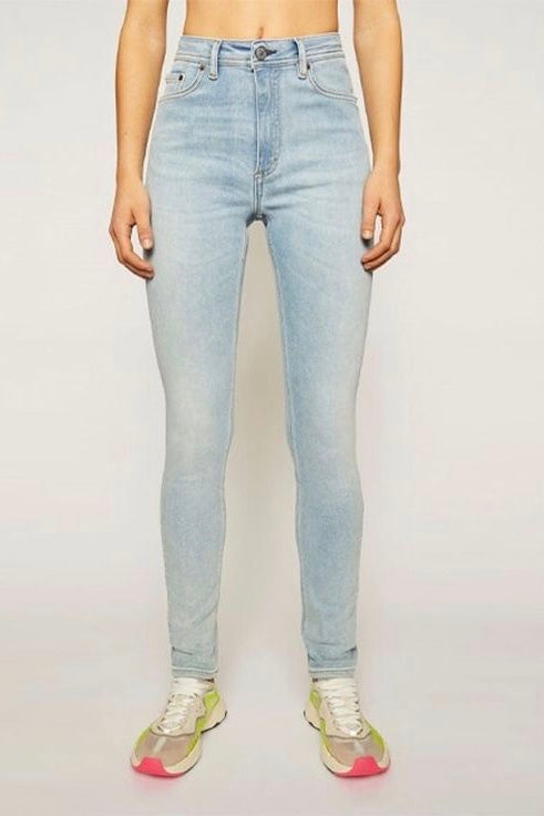 ACNE STUDIOS Skinny Fit Jeans Peg Light Blue Patched Up - Dale