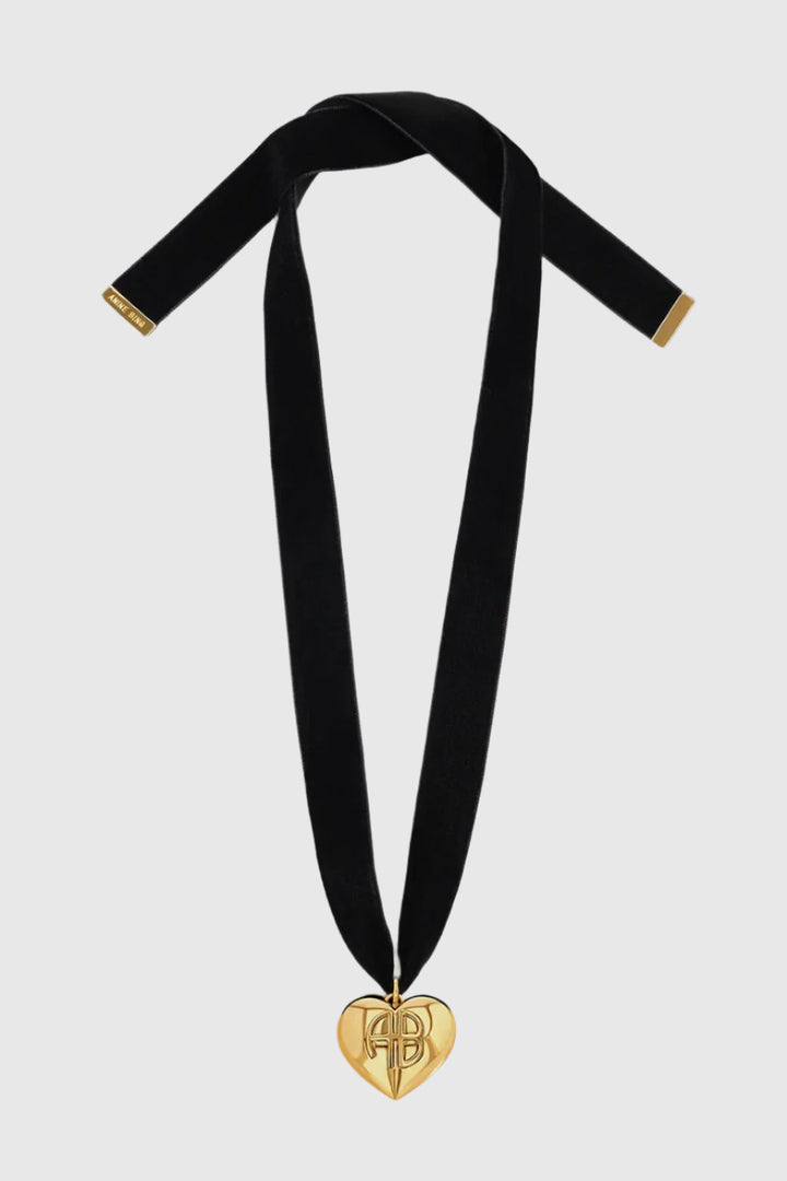 ANINE BING Chunky Heart Velvet Choker - Dale