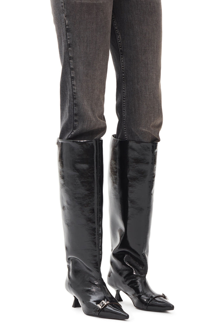 GANNI Eyelets Slouchy High Shaft Boot Naplack - Dale