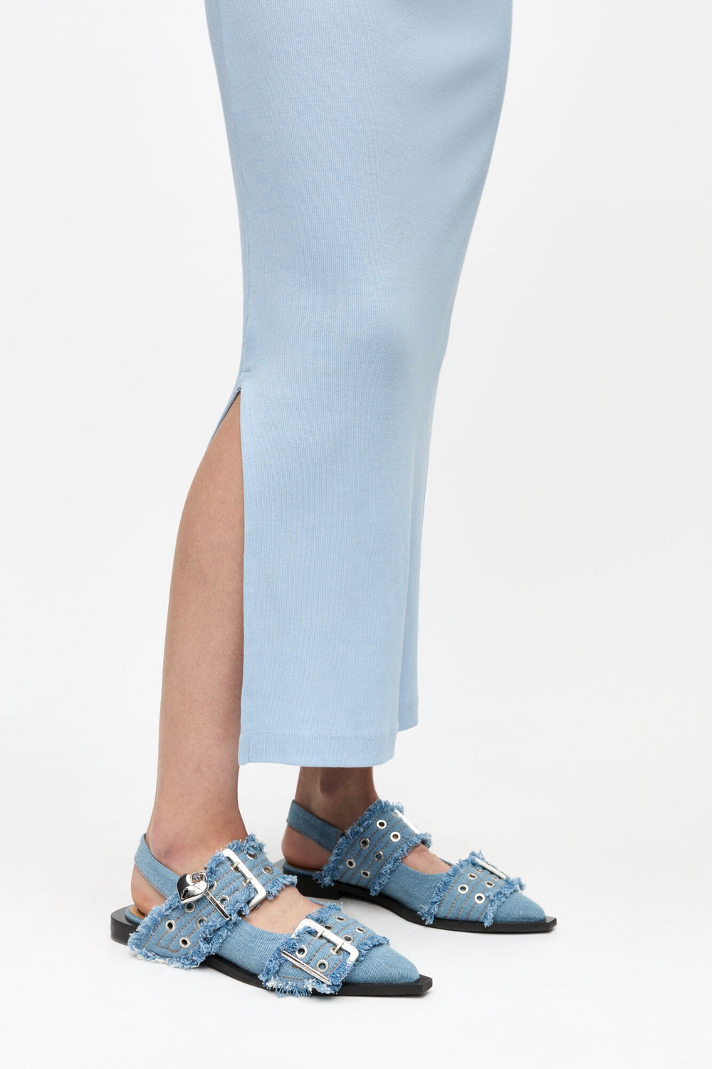 GANNI Feminine Buckle Ballerina Charms Denim - Dale