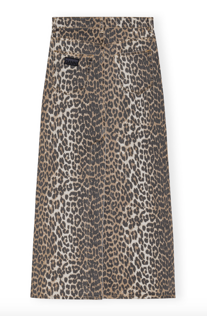 GANNI Print Denim Maxi Slit Skirt - Dale