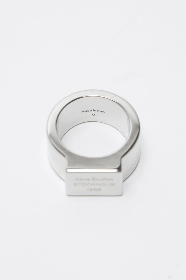 ACNE STUDIOS Logo Engraved Signet Ring Silver - Dale
