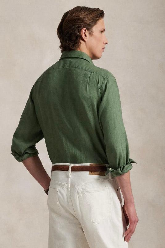 POLO RALPH LAUREN Slim Fit Linen Shirt Fatigue Green - Dale