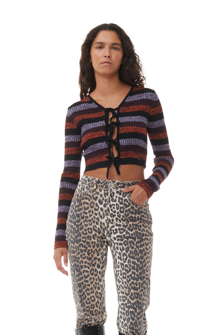 GANNI Sprayed Merino Rib Cropped Cardigan - Dale