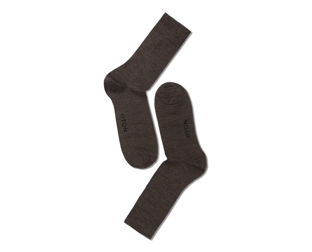 ETON Fine Wool Plain Brown Melange 41-45 - Dale