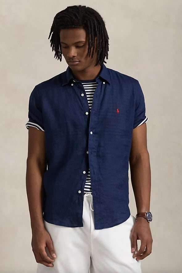 Custom Fit Linen Shirt Newport Navy