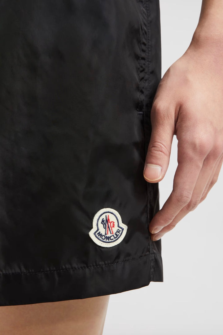 MONCLER Logo Patch Swim Shorts Black - Dale